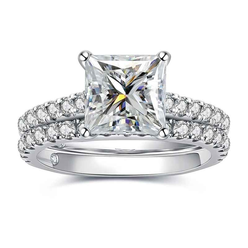 Moissanite Diamond Bridal Set Engagement Ring (4.19 CTTW)
