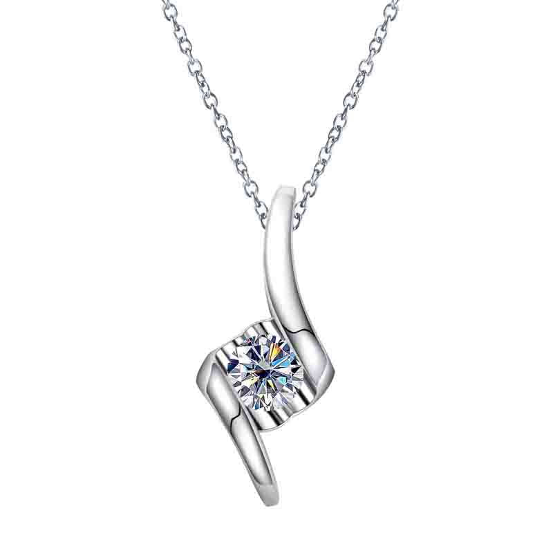 Moissanite Diamond Pendant Necklace (1 ct)