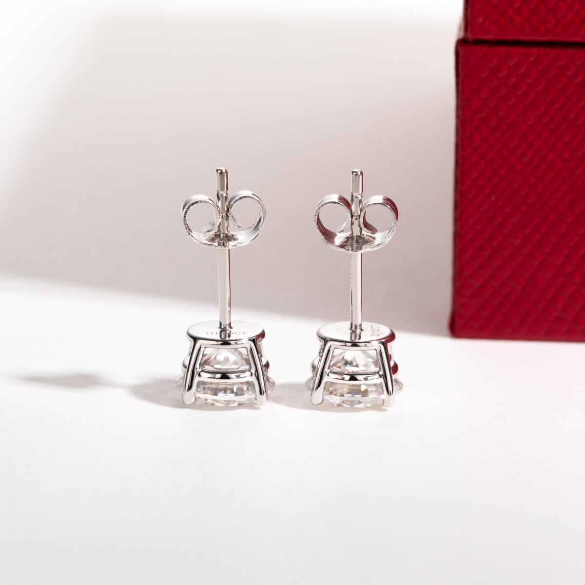 14K Gold Round Moissanite Stud Earrings