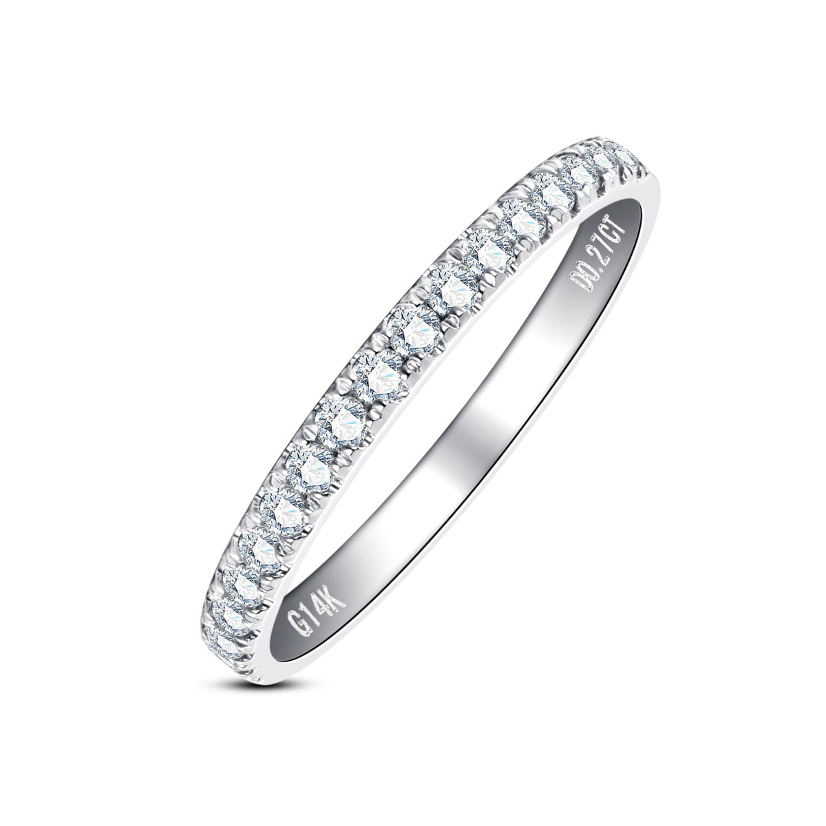 14K Gold Half Eternity Band with 1.5mm Moissanite Stones