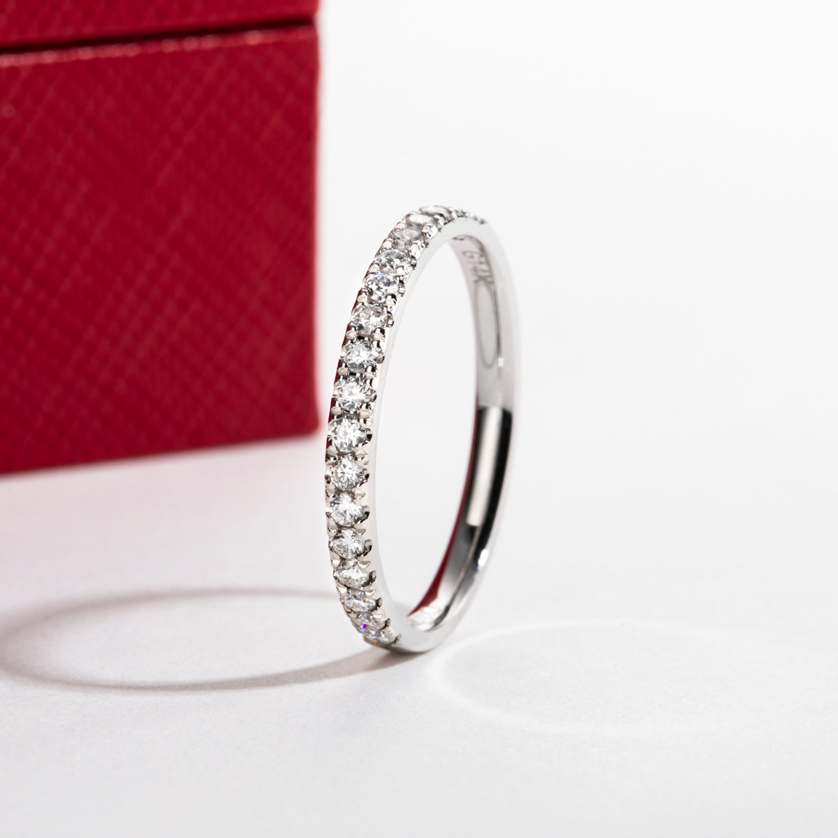 14K Gold Half Eternity Band with 1.5mm Moissanite Stones
