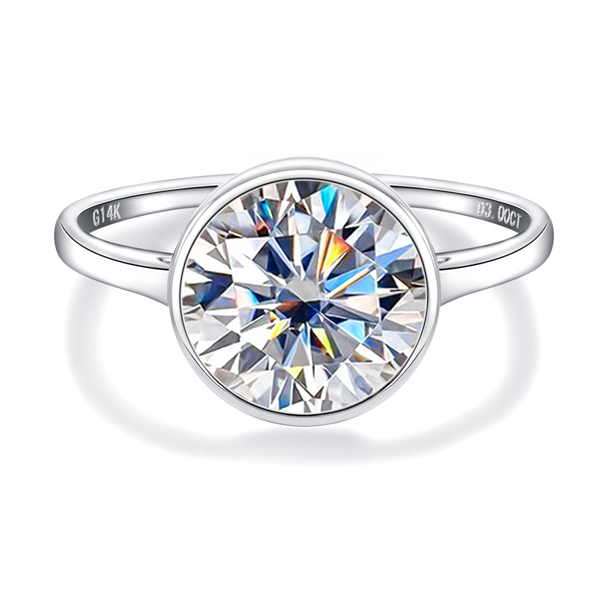 14K Gold Bezel‑Set Moissanite Ring