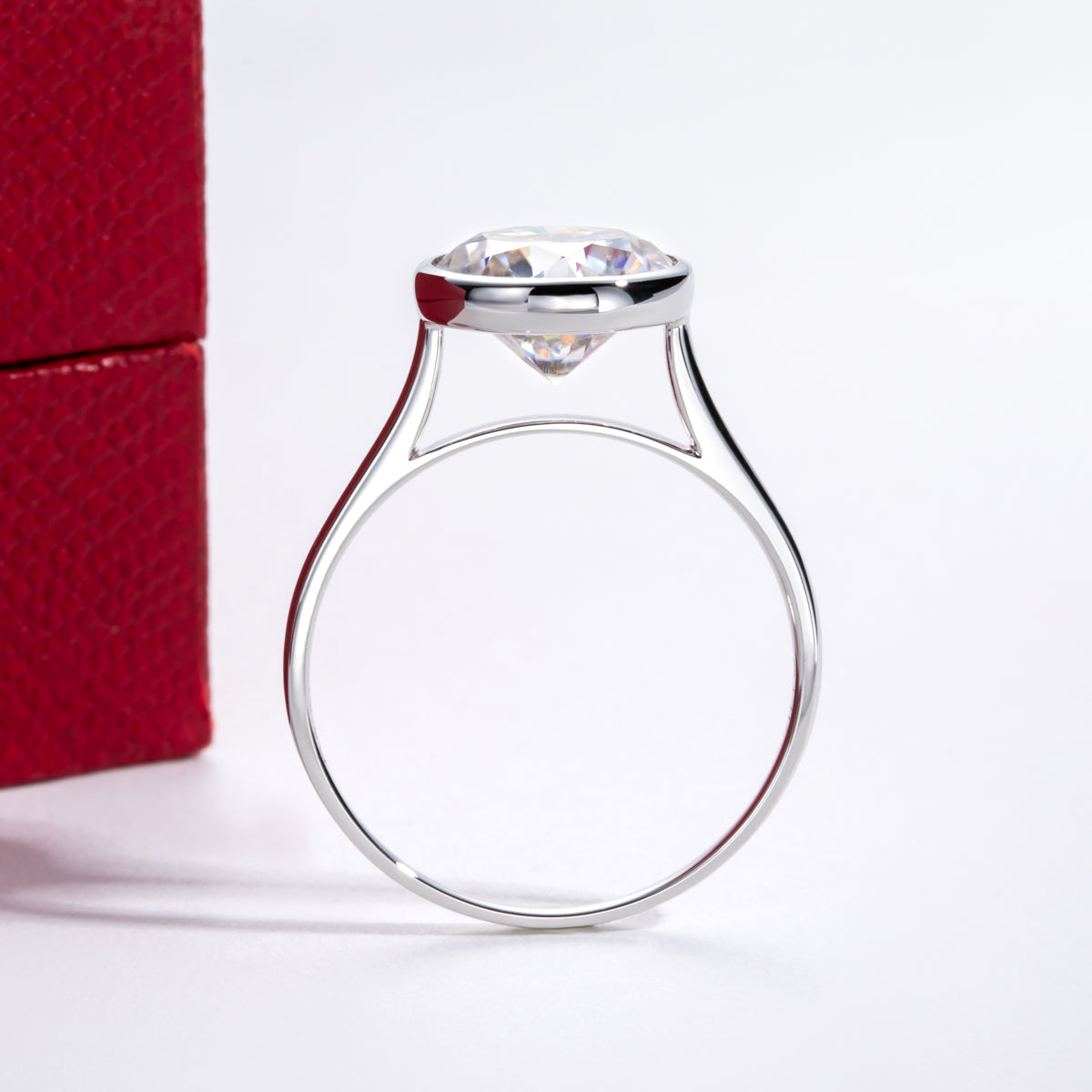 14K Gold Bezel‑Set Moissanite Ring