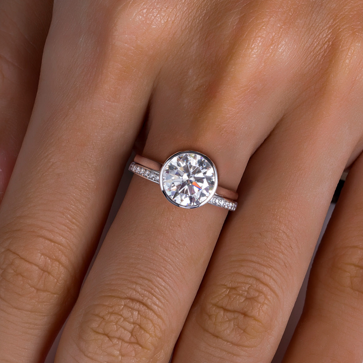 14K Gold Bezel‑Set Moissanite Ring