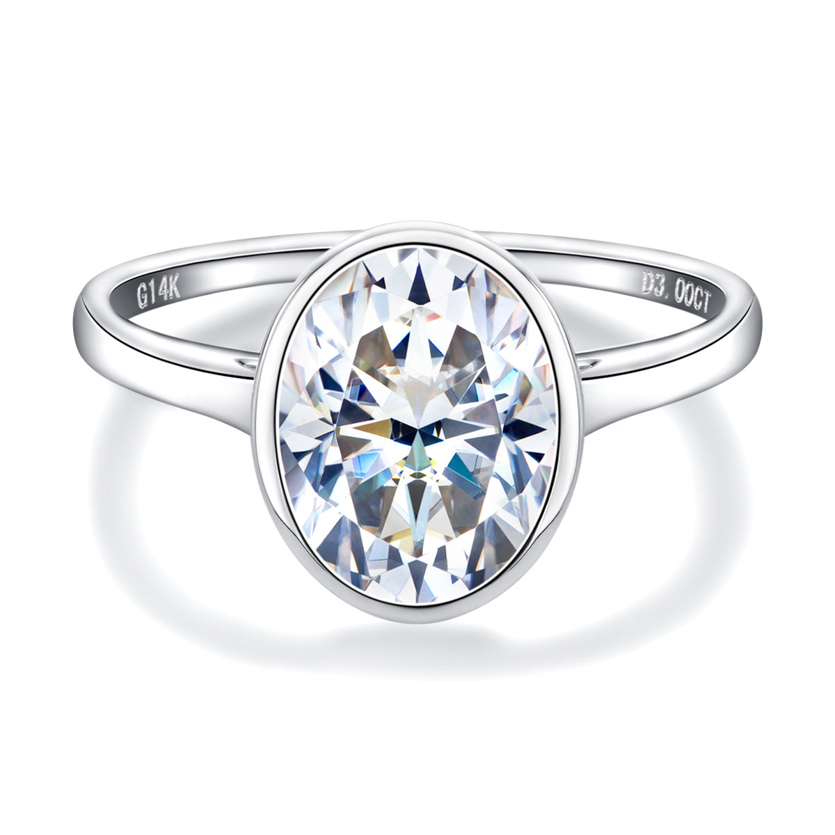 14K Gold Bezel‑Set Moissanite Ring