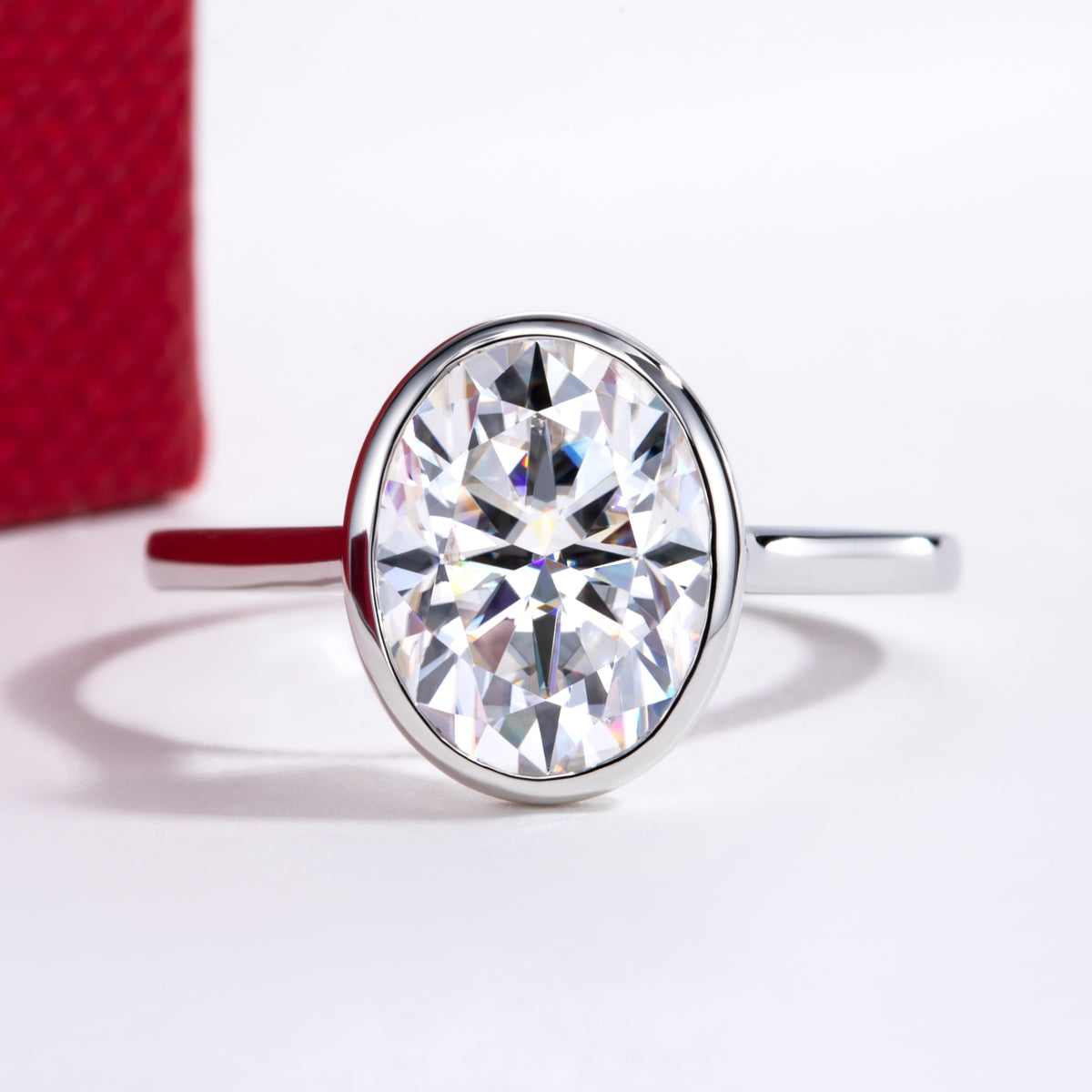 14K Gold Bezel‑Set Moissanite Ring