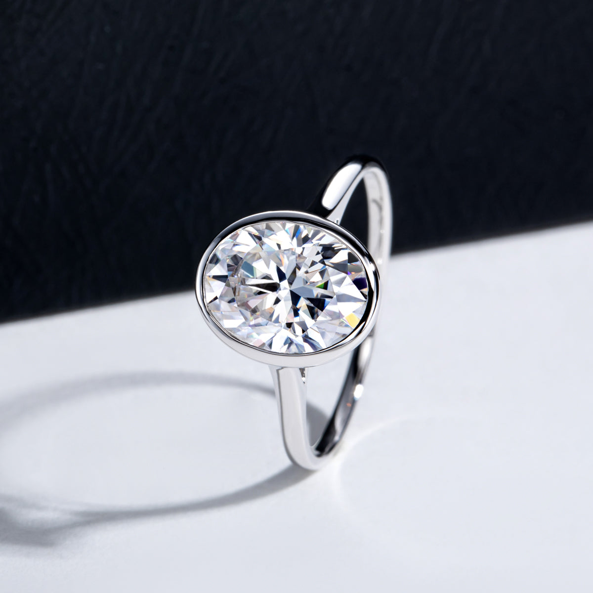 14K Gold Bezel‑Set Moissanite Ring