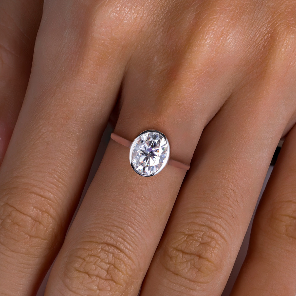 14K Gold Bezel‑Set Moissanite Ring