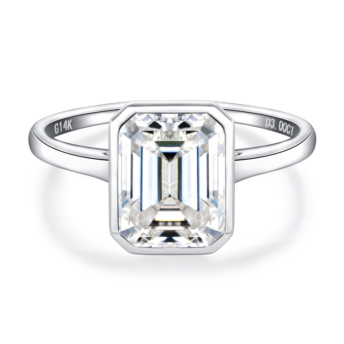 14K Gold Moissanite‑Emerald Ring