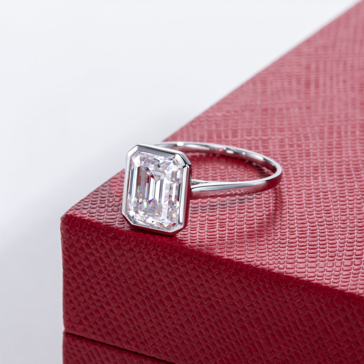 14K Gold Moissanite‑Emerald Ring