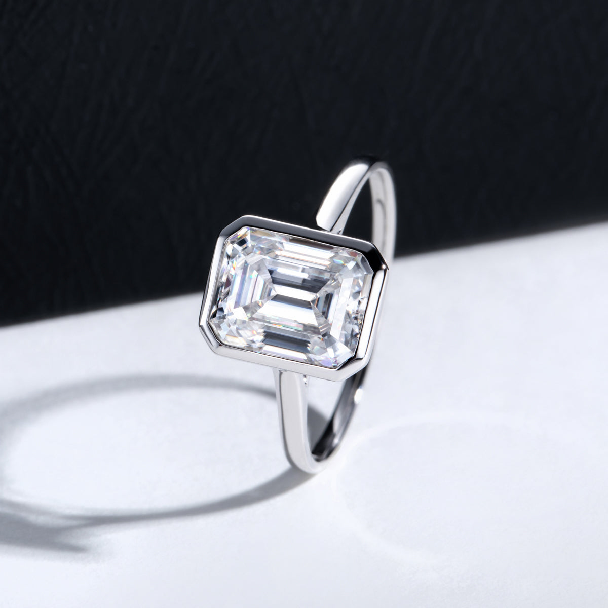 14K Gold Moissanite‑Emerald Ring