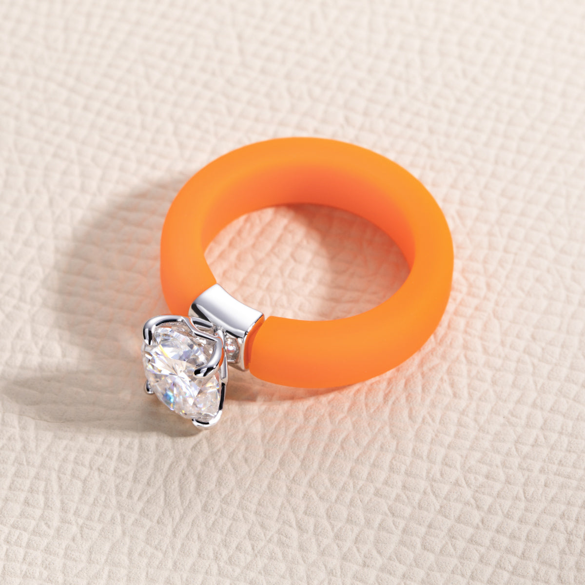 S925 Sterling Silver Moissanite Oval Silicone Ring