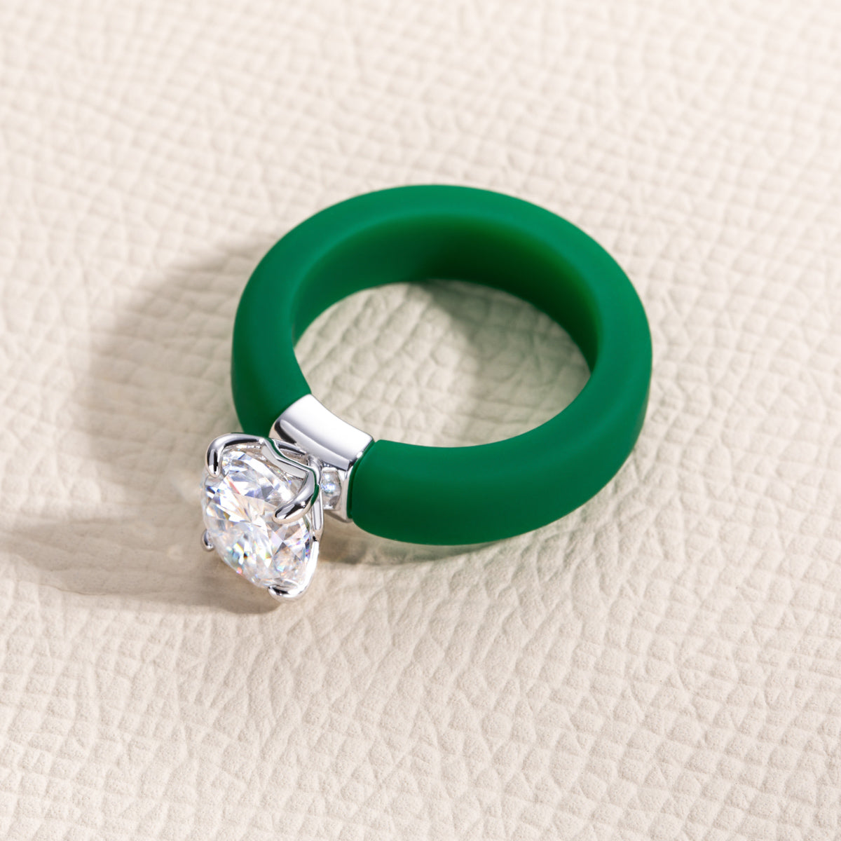 S925 Sterling Silver Moissanite Oval Silicone Ring