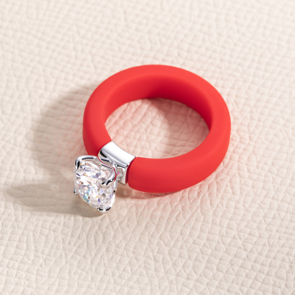 S925 Sterling Silver Moissanite Oval Silicone Ring