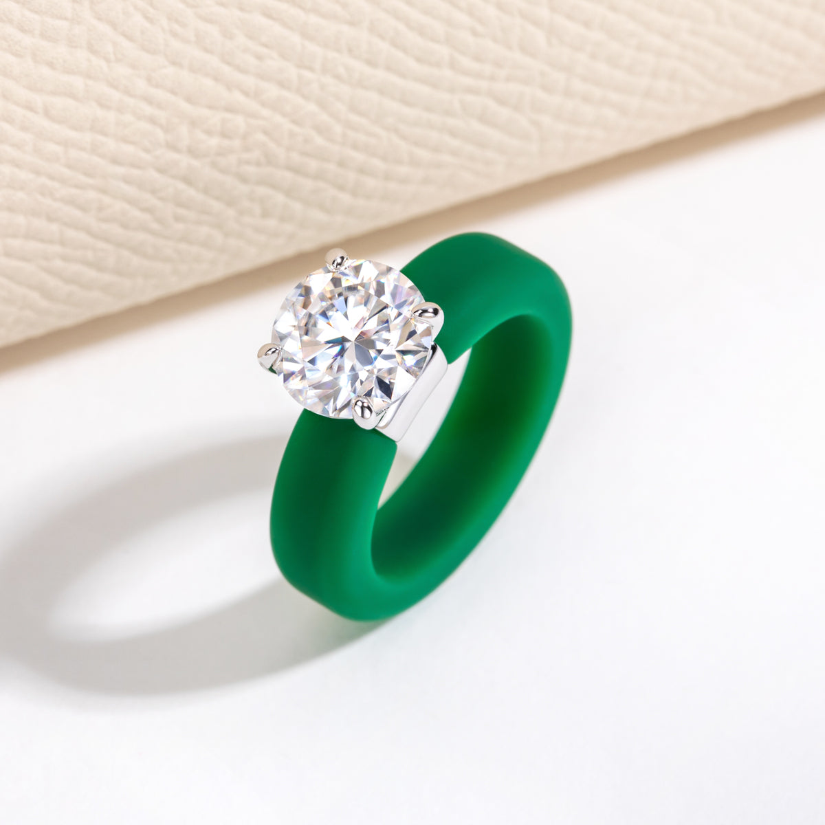 S925 Sterling Silver Moissanite Round Silicone Ring