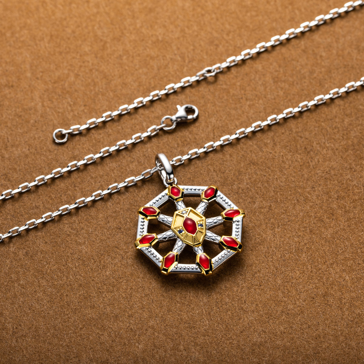 Nine-Headed Xiangliu Pendant, S925 Sterling Silver with Enamel Craft