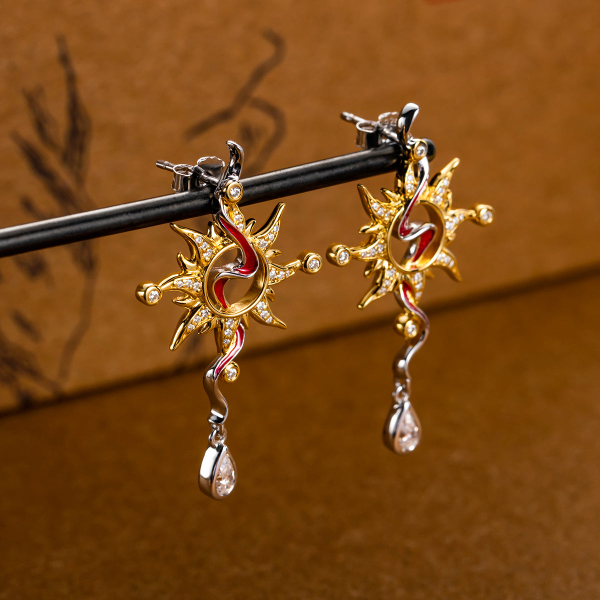 S925 Silver Drought Goddess Ba Moissanite Drop Earrings