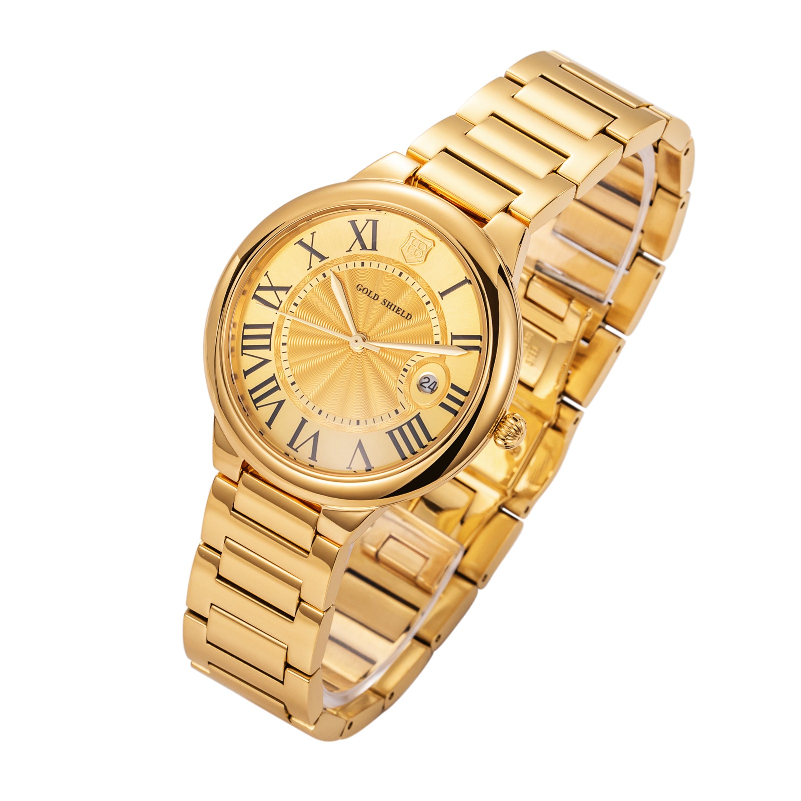 Original Luxury Men's Watches 38mm 24K Gold Quartz Watch Waterproof Stainless Steel Calendar Chronograph Fashion Man Wristwatch