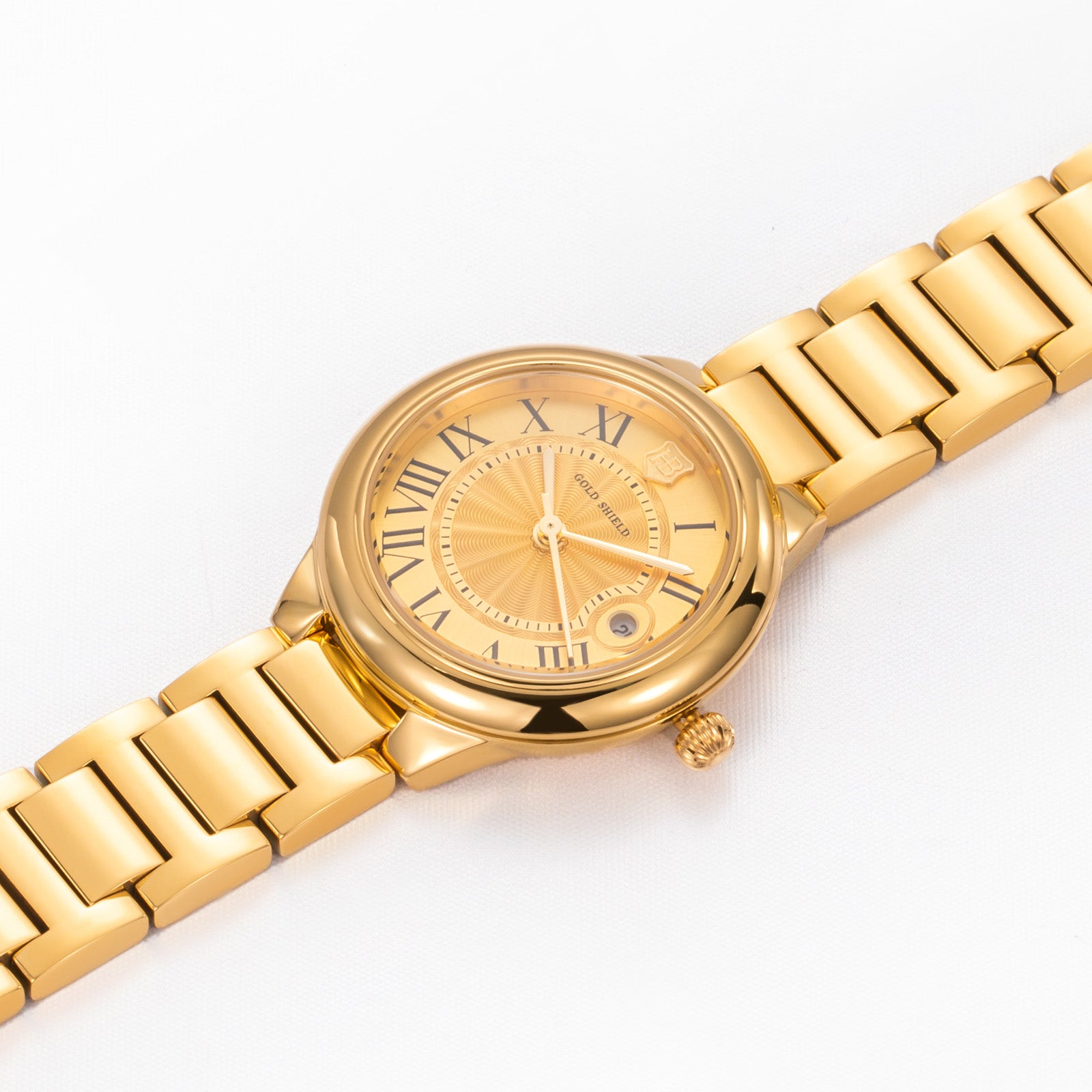 Fashion Luxury Women's Watches 30mm 24K Gold Quartz Watch Waterproof Stainless Steel Calendar Chronograph Women Wristwatch Gifts