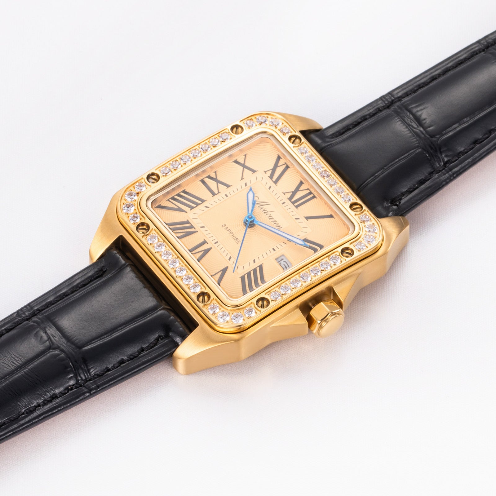Luxury Men's Watches 36mm 24K Gold Quartz Watch Waterproof Premium Leather Strap Calendar Chronograph Men Wristwatch Gifts