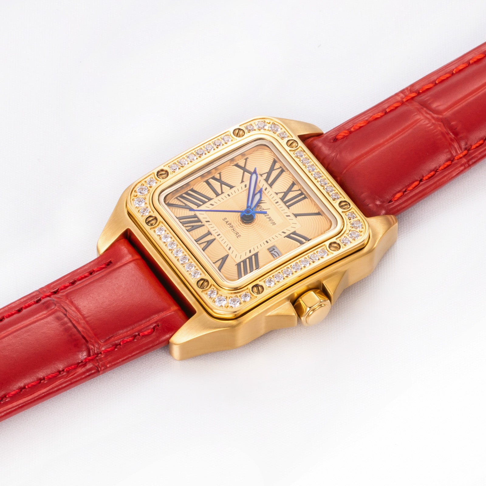New Luxury Women' s Wristwatches 30.5mm 24K Gold Fashion Calendar Quartz Watch Premium Leather Strap Waterproof Gifts for Women