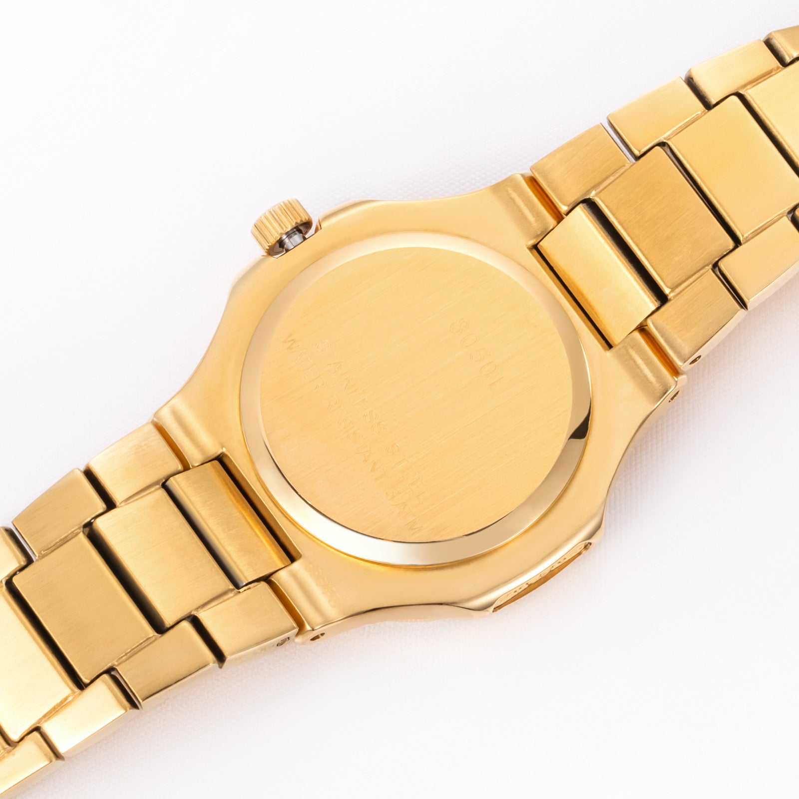 Stylish 30.5mm Women's Quartz Wristwatch 24K Gold Chronograph Dual Calendar Watch Stainless Steel Strap Ladies Watch Waterproof