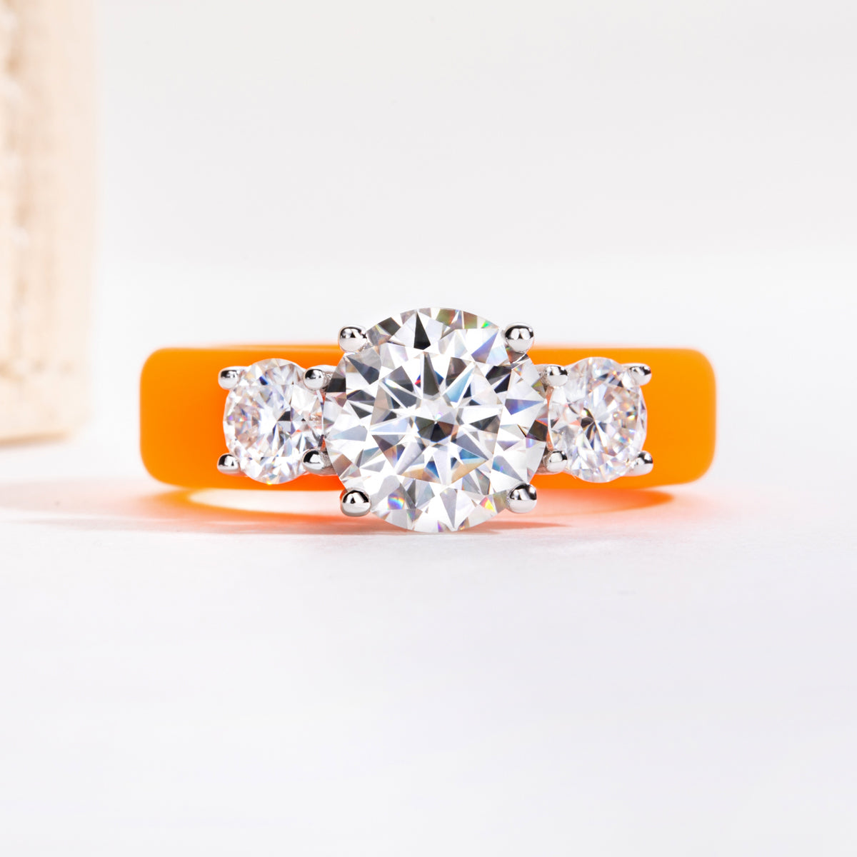 S925 Sterling Silver Moissanite Round Silicone Ring
