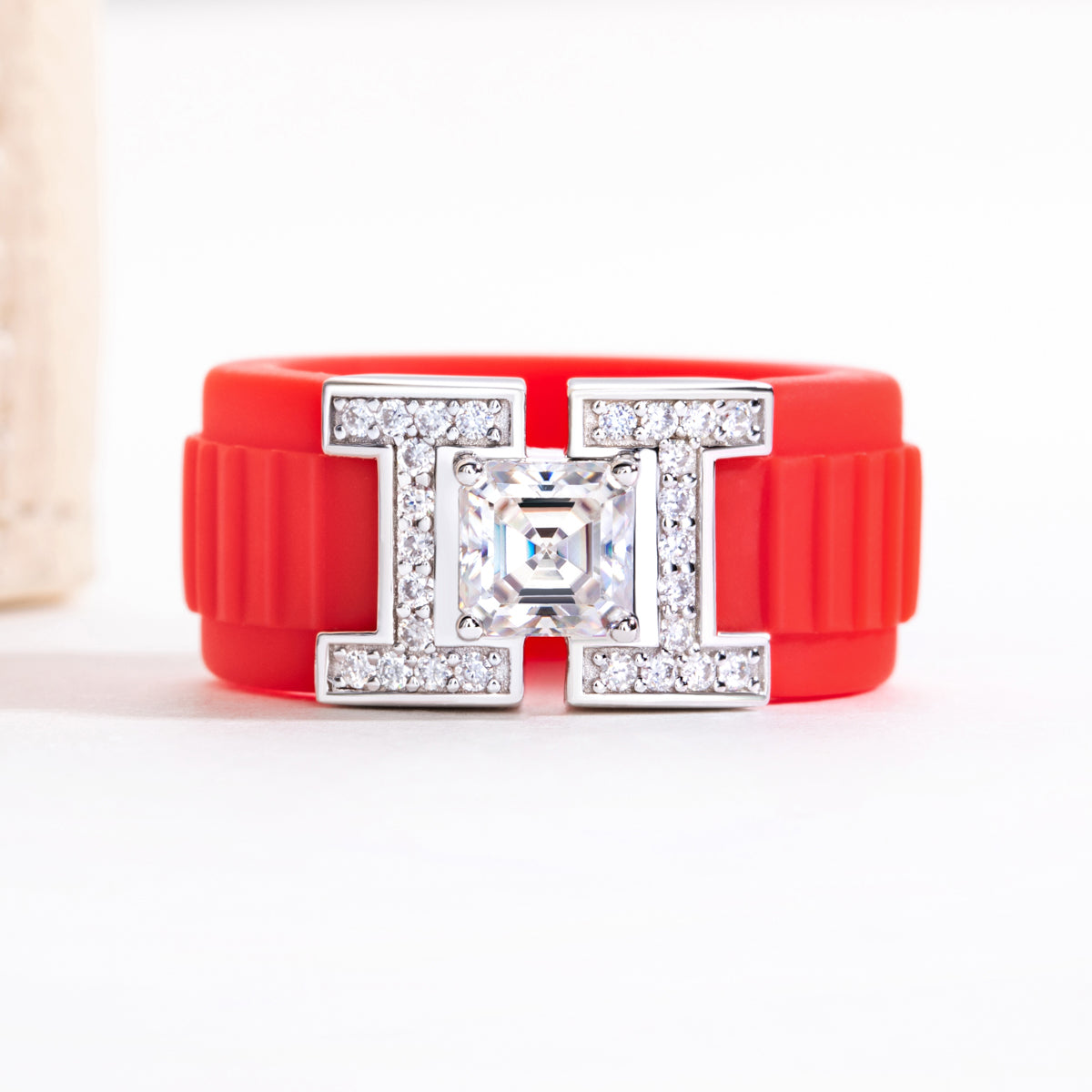 Ascher Cut Moissanite Silicone Ring