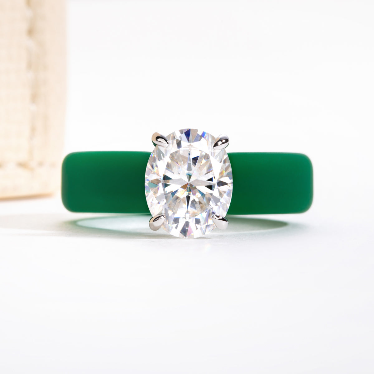 S925 Sterling Silver Moissanite Oval Silicone Ring