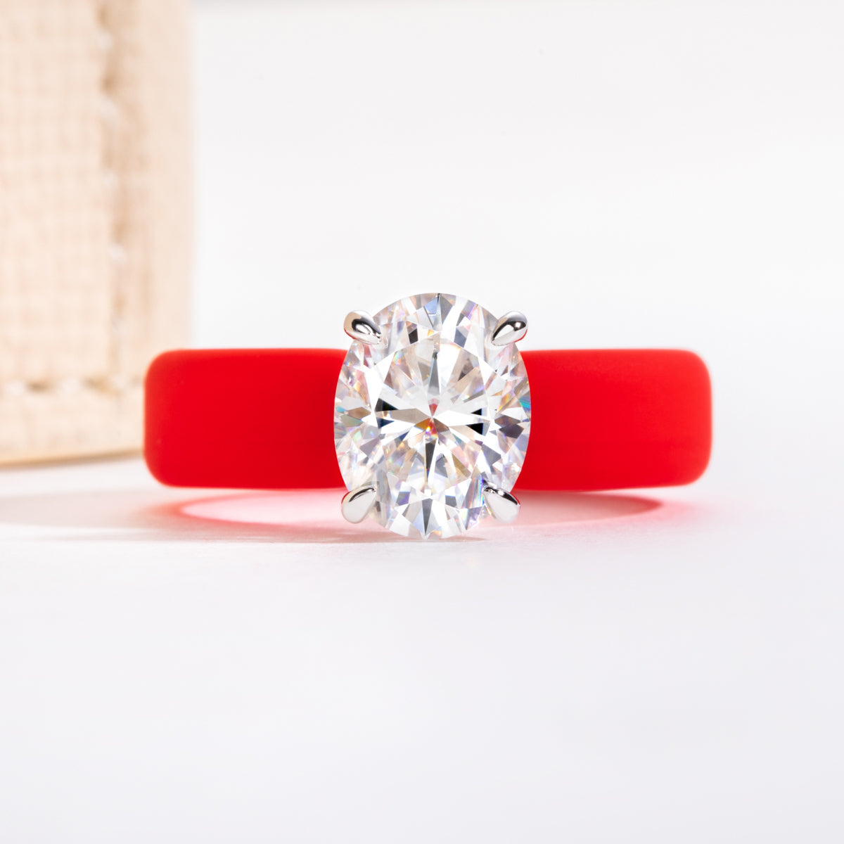 S925 Sterling Silver Moissanite Oval Silicone Ring