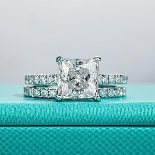 Moissanite Diamond Bridal Set Engagement Ring (4.19 CTTW)
