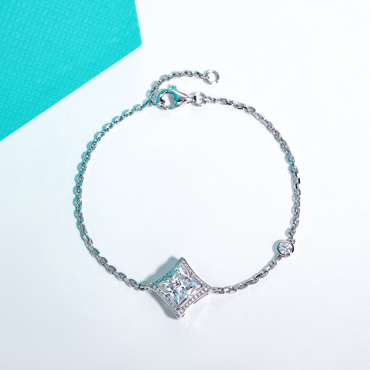 S925‑Silver 2.0 CT Princess‑Cut Moissanite Lily‑Grass Bracelet