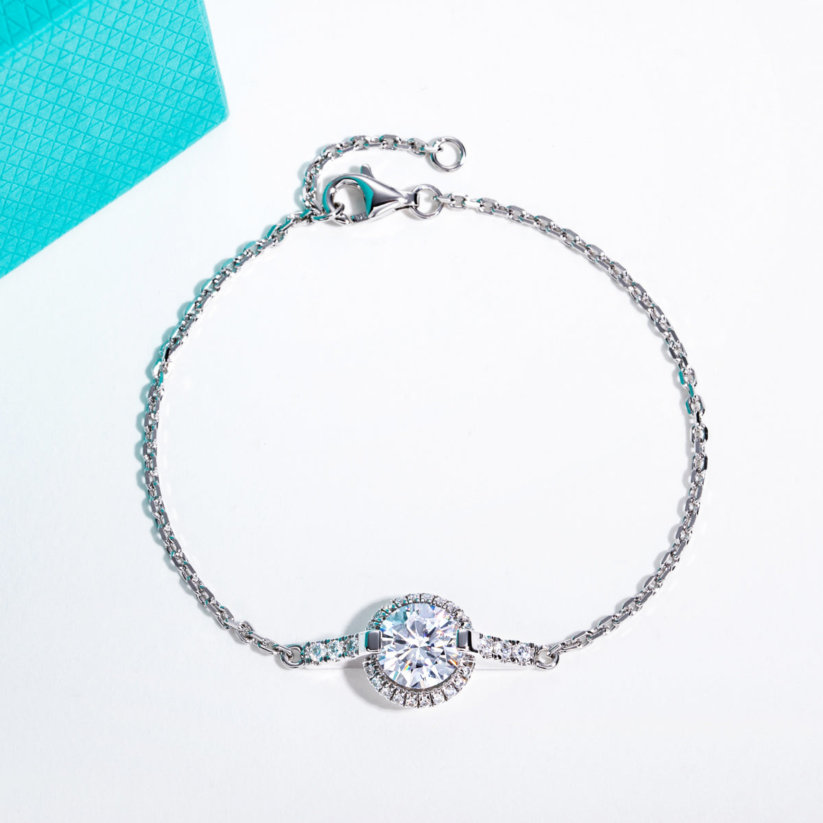 S925‑Silver Round‑Cut Moissanite Bracelet, 2.0ct