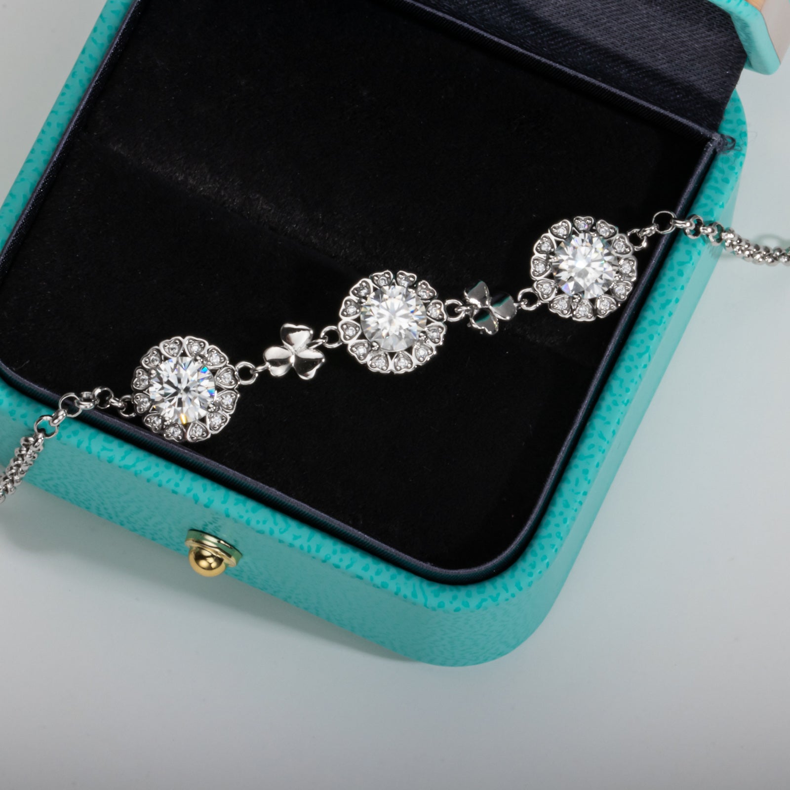 Moissanite Love Heart Silver Adjustable Bracelet