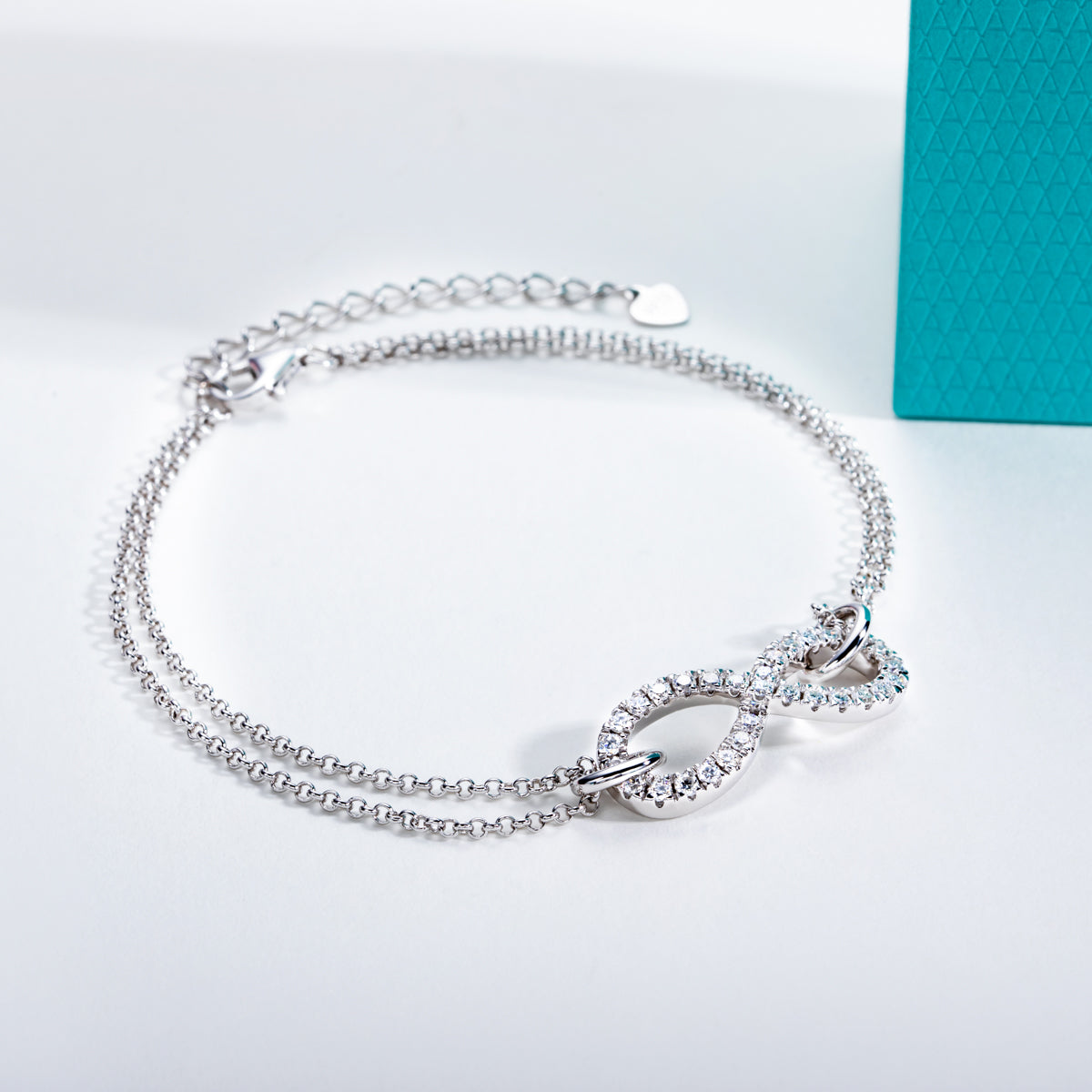 S925 Sterling Silver Figure 8 Moissanite Double Layer Bracelet