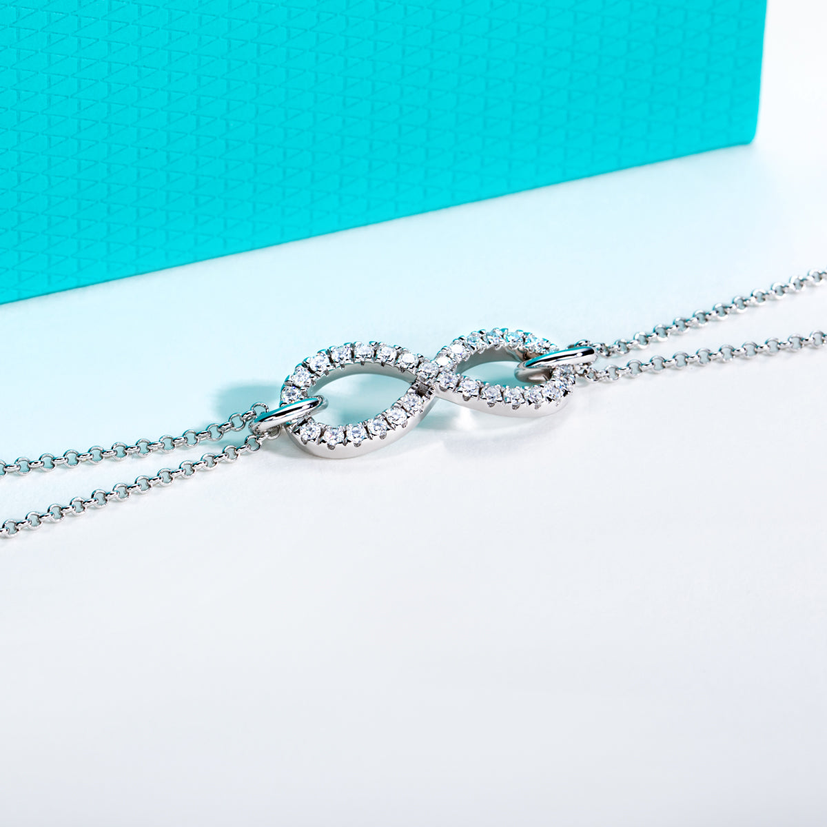 S925 Sterling Silver Figure 8 Moissanite Double Layer Bracelet