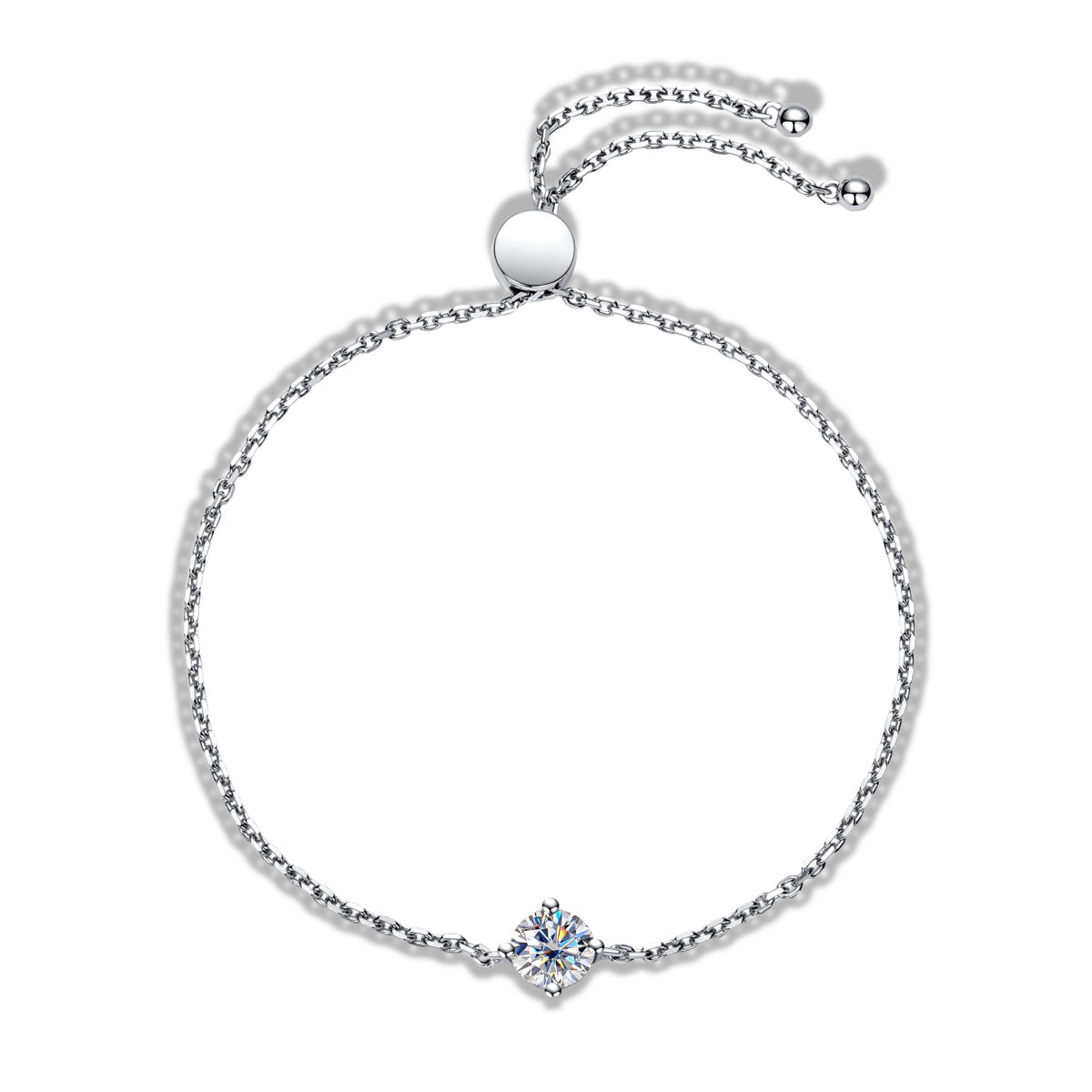 S925 Sterling Silver Round Moissanite Cartier-Style Bracelet