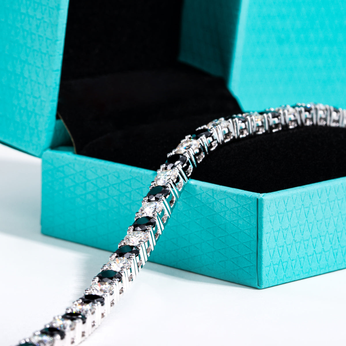 Black & White Moissanite Bracelet,S925 Sterling‑Silver