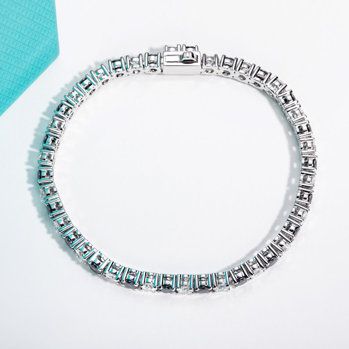 Black & White Moissanite Bracelet,S925 Sterling‑Silver