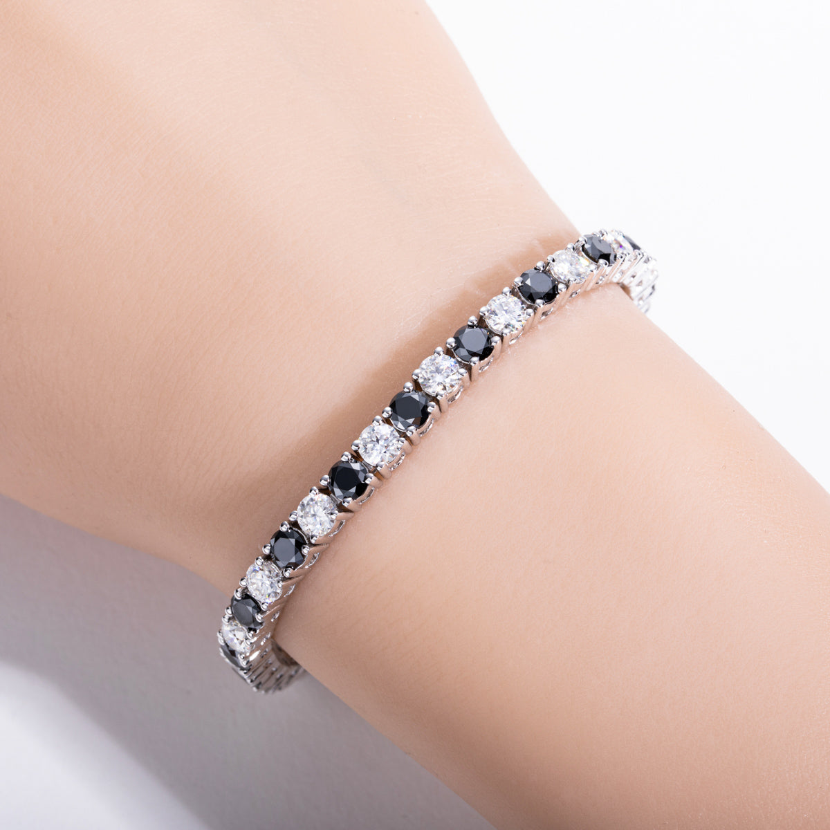 Black & White Moissanite Bracelet,S925 Sterling‑Silver