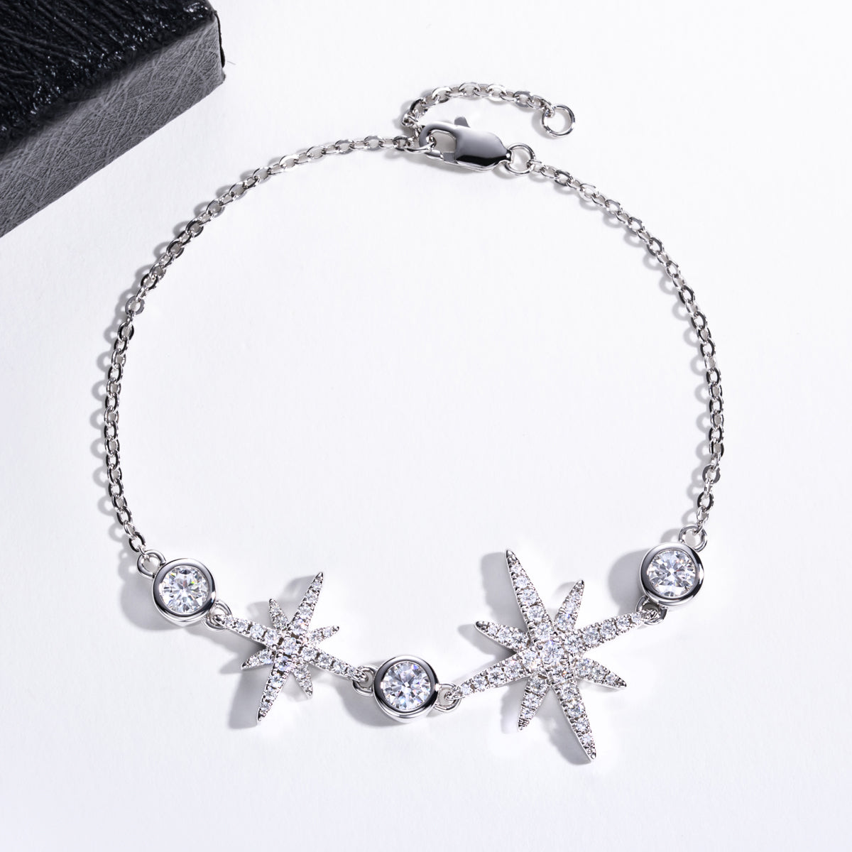 S925 Sterling‑Silver Eight‑Pointed‑Star Moissanite Bracelet