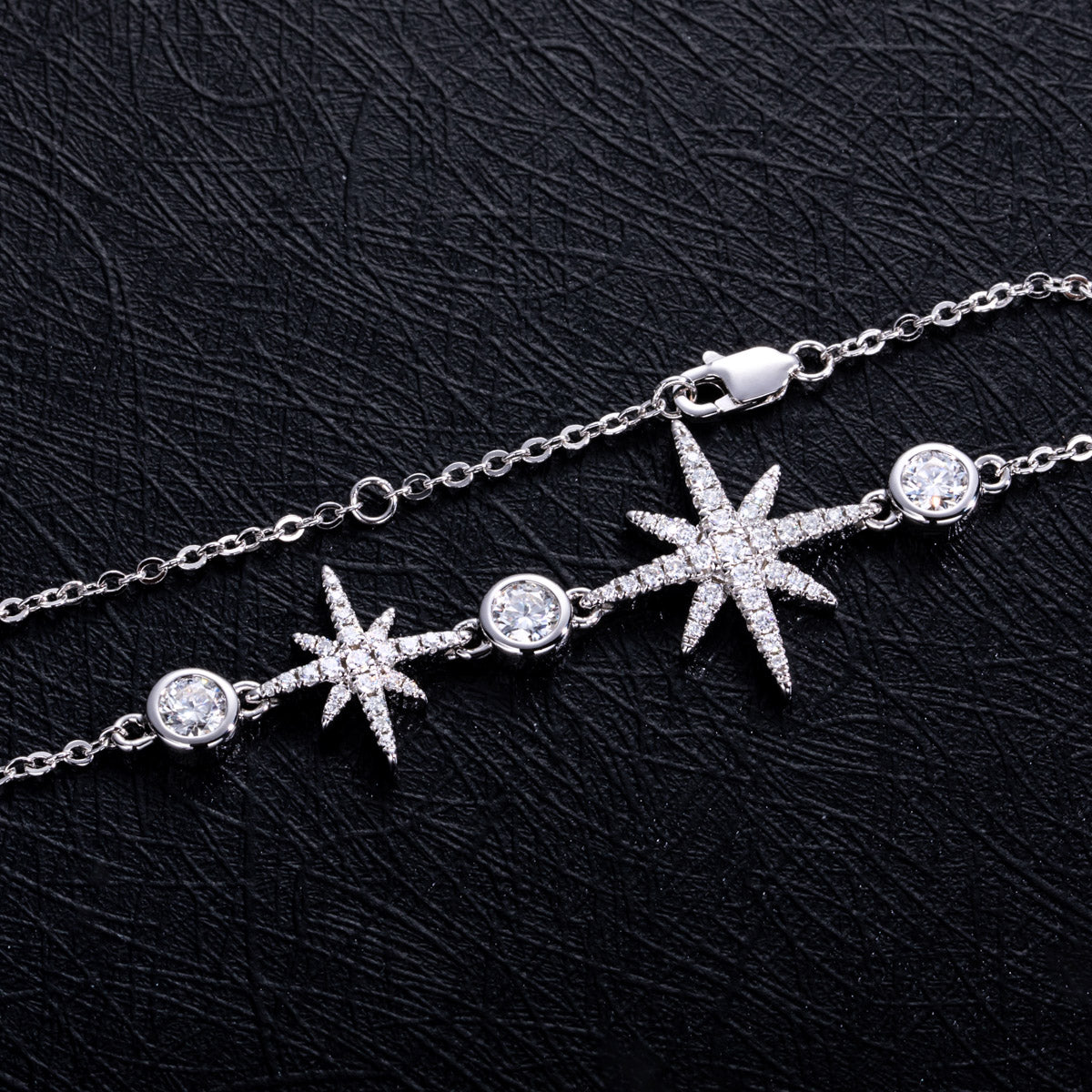 S925 Sterling‑Silver Eight‑Pointed‑Star Moissanite Bracelet