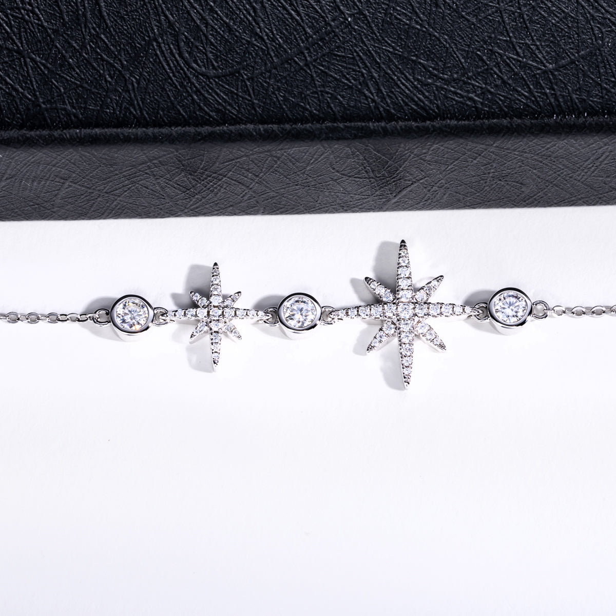S925 Sterling‑Silver Eight‑Pointed‑Star Moissanite Bracelet