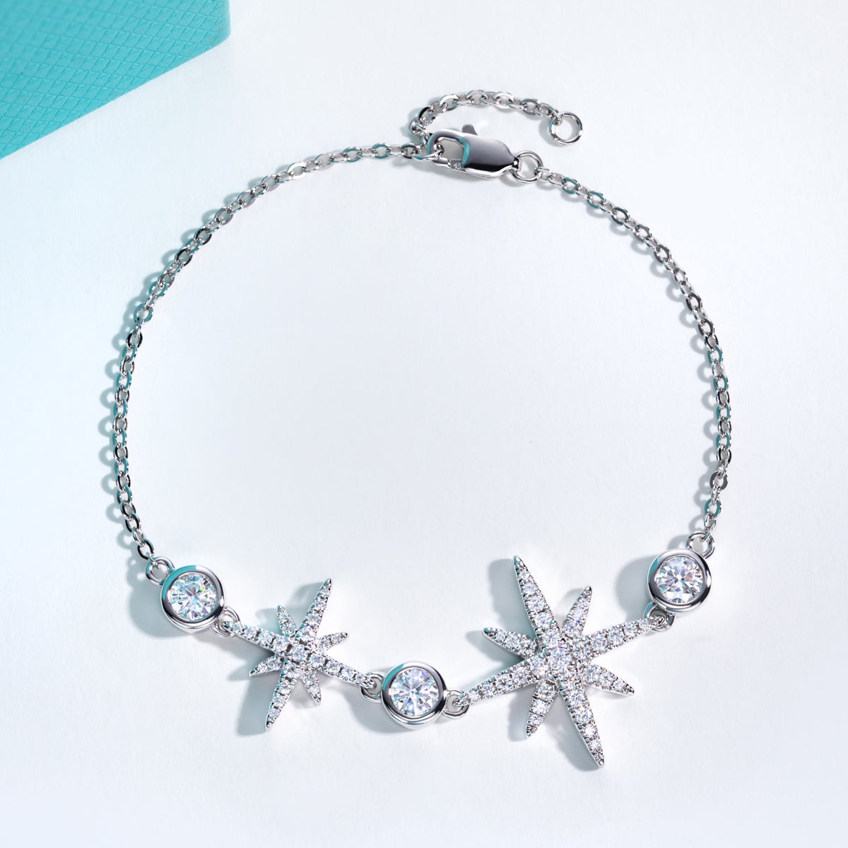 S925 Sterling‑Silver Eight‑Pointed‑Star Moissanite Bracelet