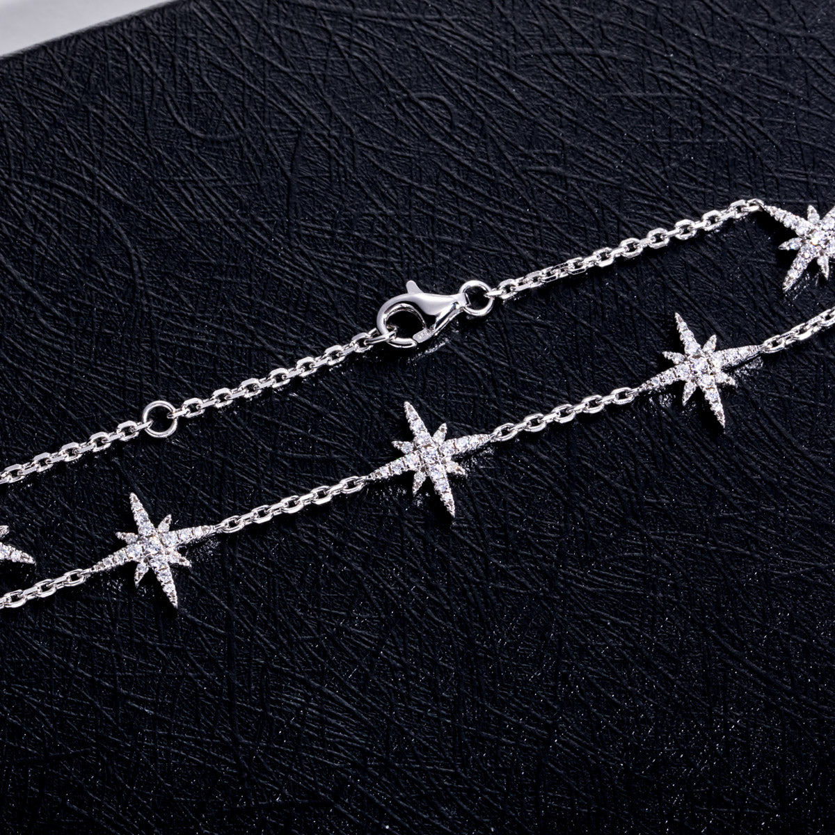 925 Sterling‑Silver Round Moissanite Eight‑Pointed Star Bracelet