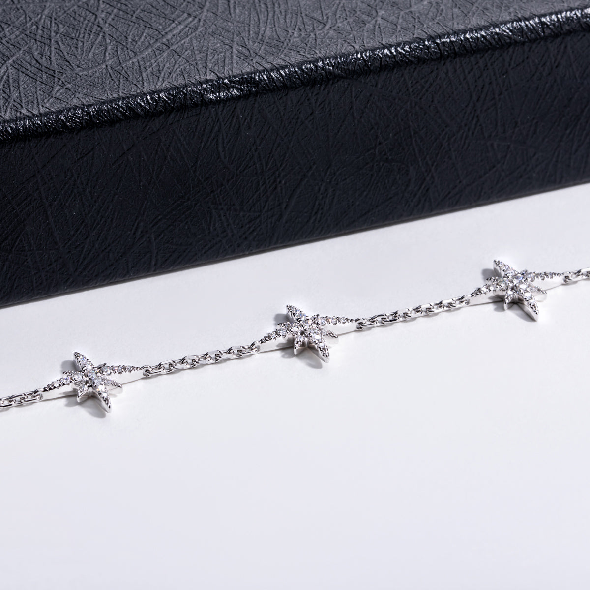 925 Sterling‑Silver Round Moissanite Eight‑Pointed Star Bracelet