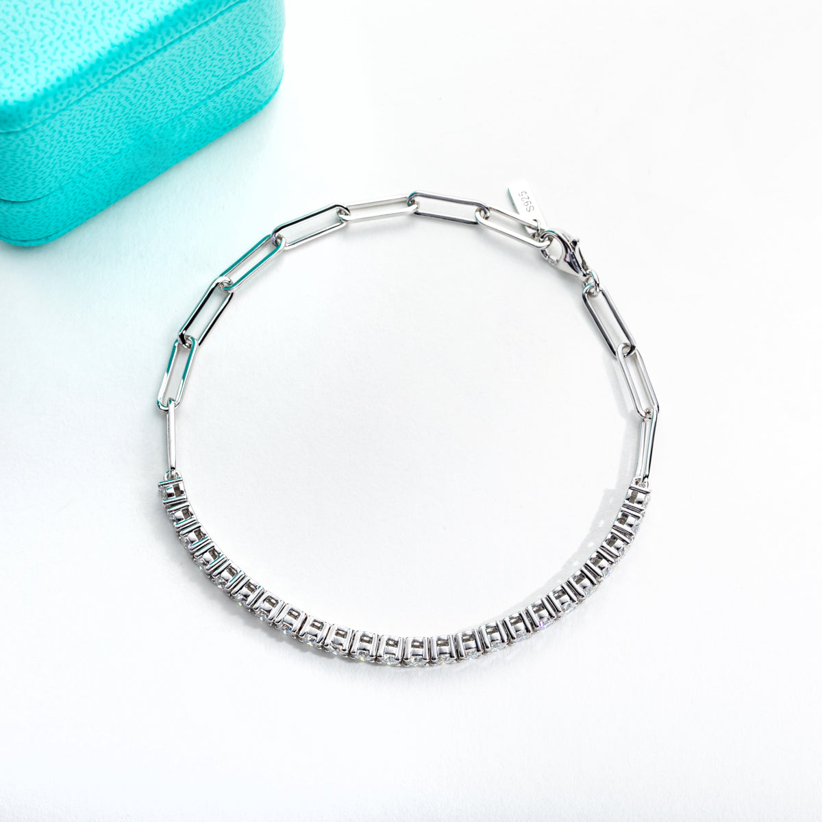 S925 Silver 3.0mm Moissanite Half Bracelet