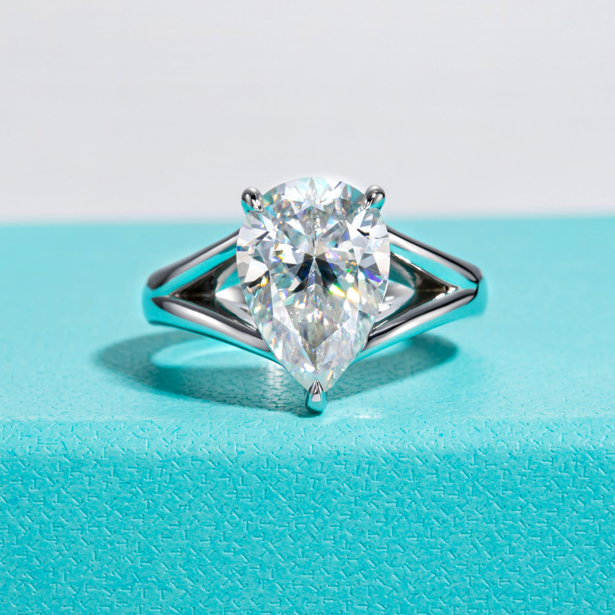 S925‑Silver Single‑Head Pear‑Shaped Moissanite Ring
