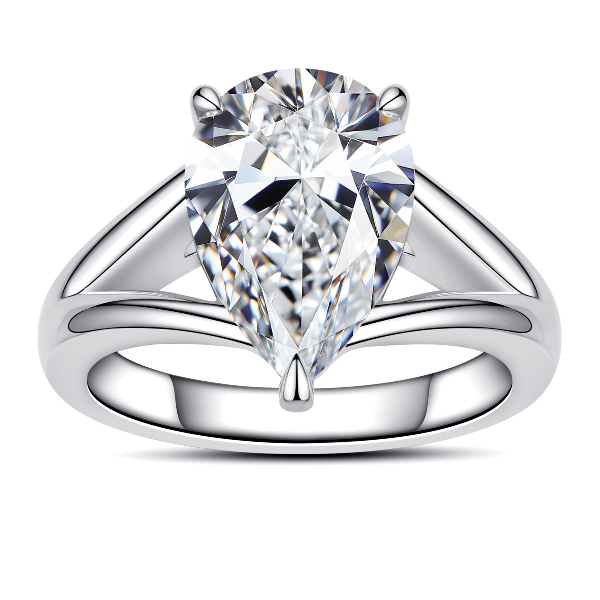 S925‑Silver Single‑Head Pear‑Shaped Moissanite Ring