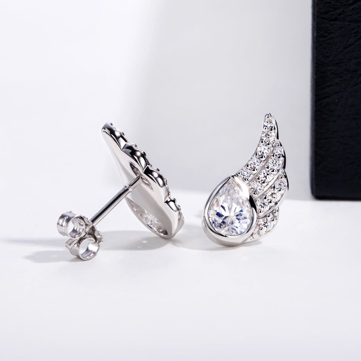 S925 Sterling Silver Angel Wing Water Drop Moissanite Earrings